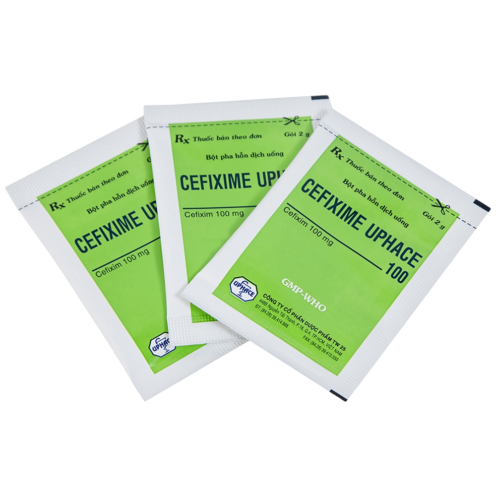 Hình ảnh Bột pha hỗn dịch uống Cefixime Uphace 100mg điều trị nhiễm khuẩn (10 gói x 2g)
