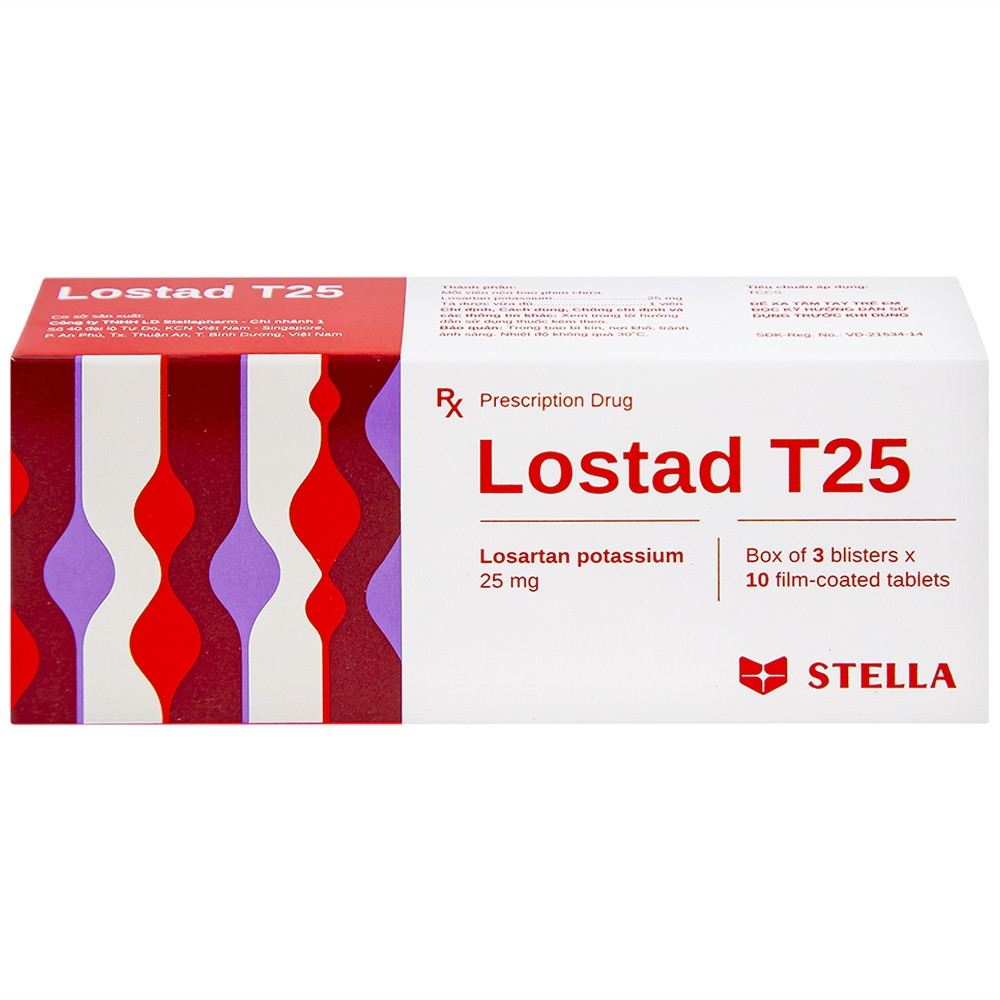 Hình ảnh Thuốc Lostad T25 25mg Stella điều trị tăng huyết áp (3 vỉ x 10 viên)