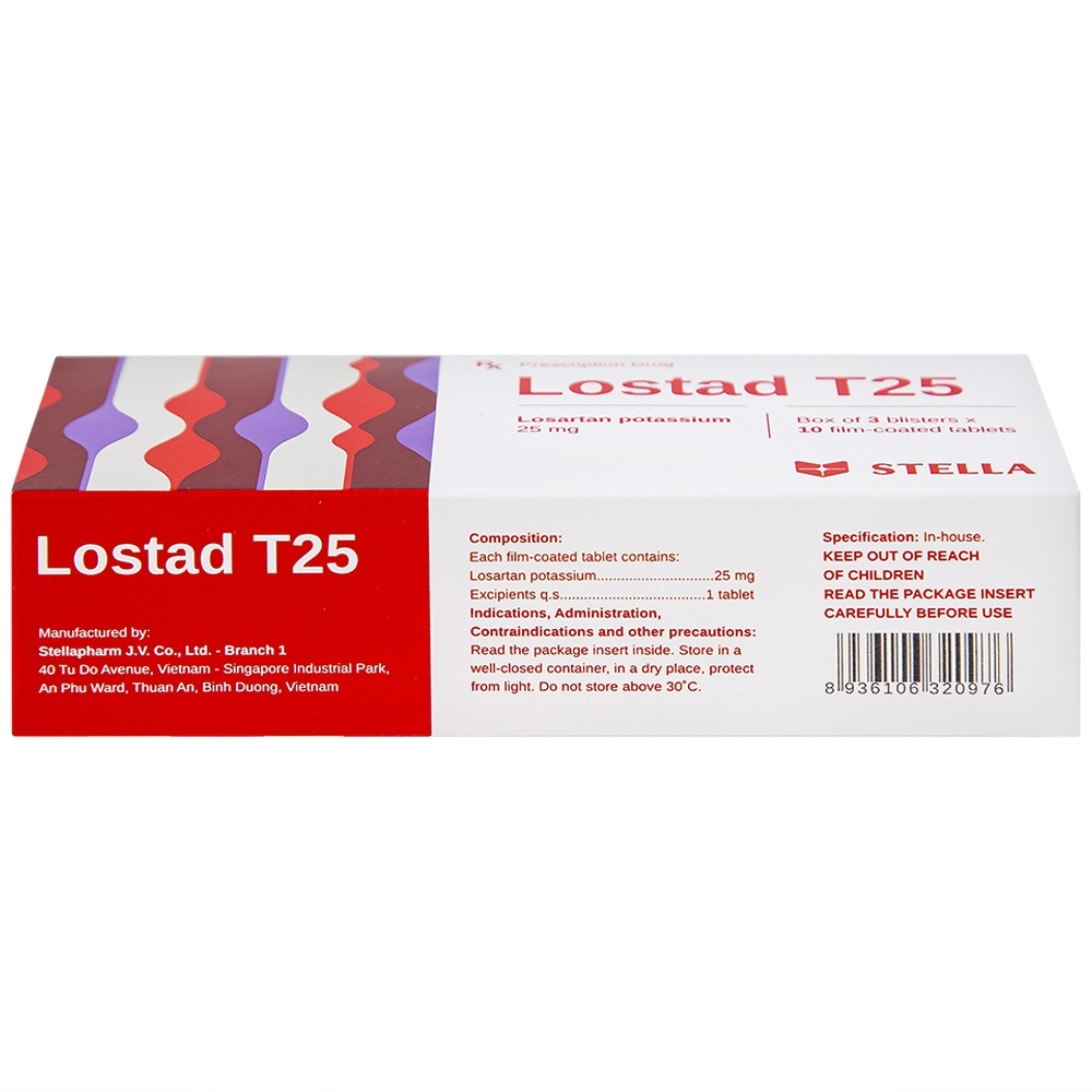 Hình ảnh Thuốc Lostad T25 25mg Stella điều trị tăng huyết áp (3 vỉ x 10 viên)