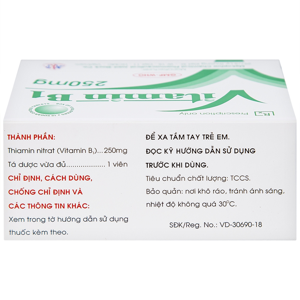 Hình ảnh Thuốc Vitamin B1 250mg Mekophar điều trị tình trạng thiếu Vitamin B (10 vỉ x 10 viên)