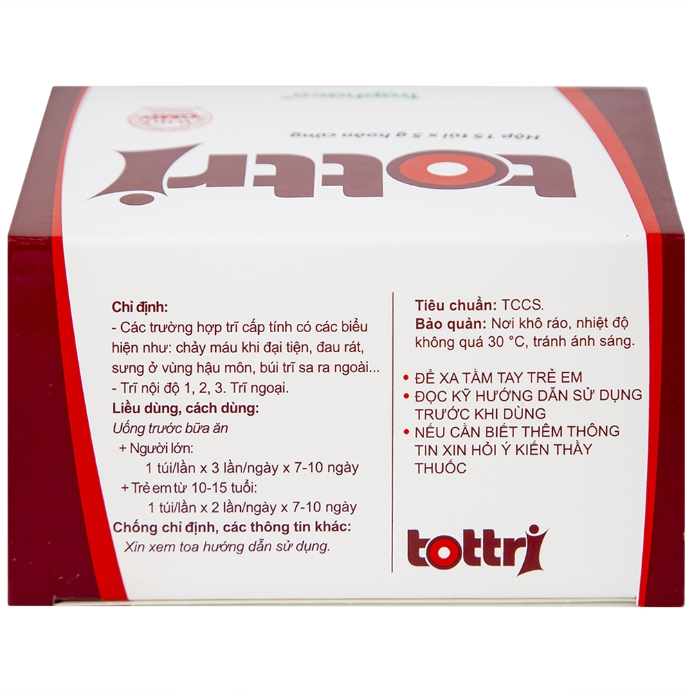 Hình ảnh Thuốc Tottri Traphaco điều trị chảy máu khi đại tiện, đau rát (15 túi x 5g)