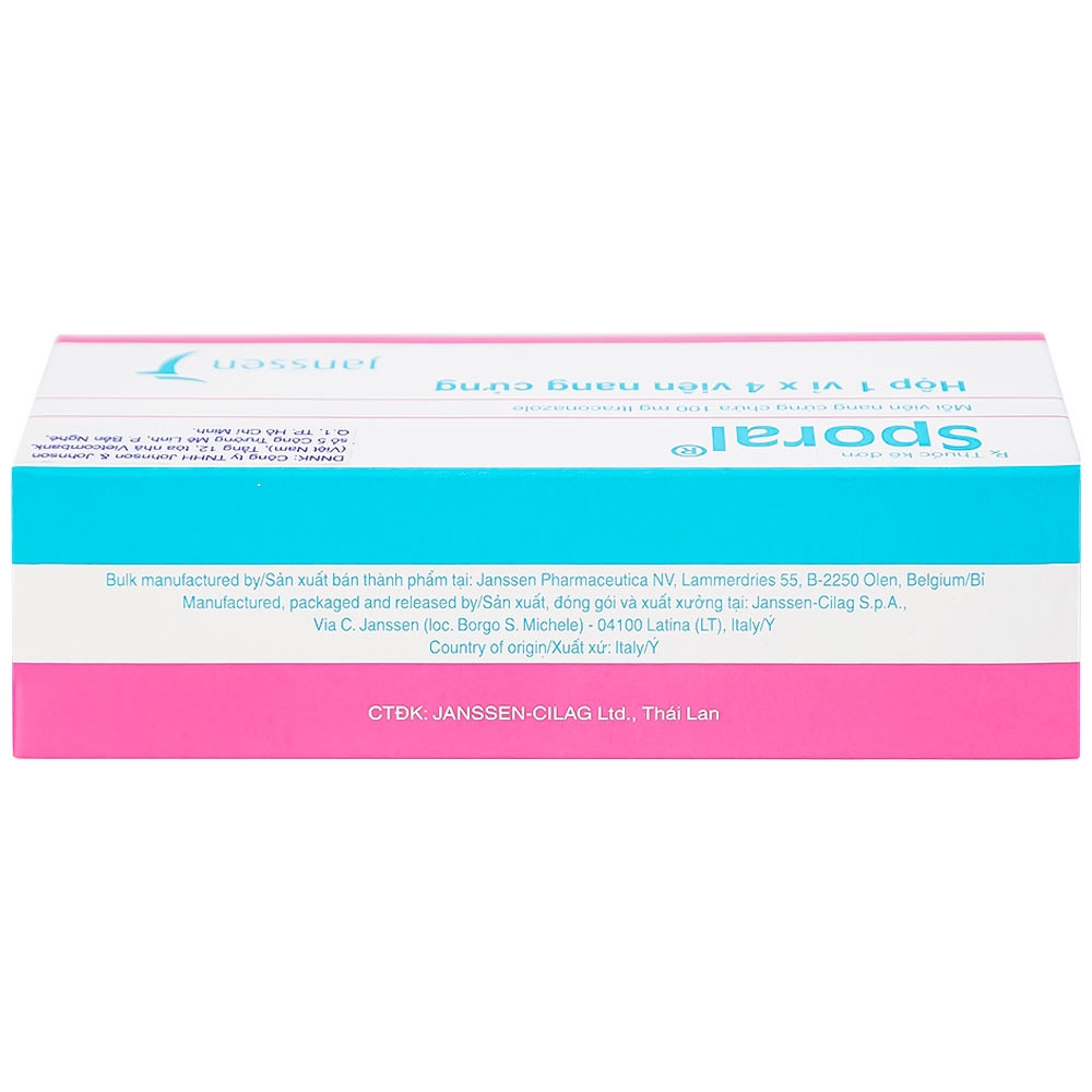 Hình ảnh Thuốc Sporal Janssen điều trị các bệnh nấm phụ khoa, da, toàn thân (1 vỉ x 4 viên)