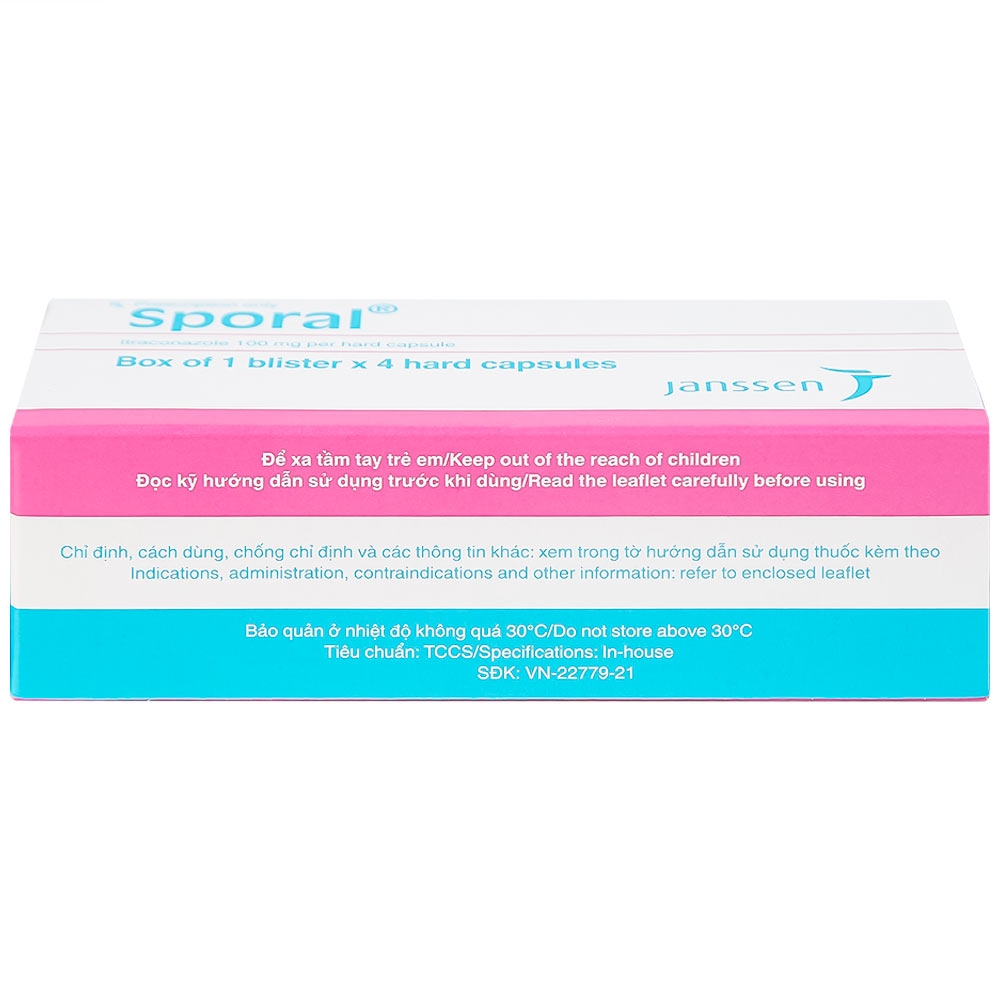 Hình ảnh Thuốc Sporal Janssen điều trị các bệnh nấm phụ khoa, da, toàn thân (1 vỉ x 4 viên)