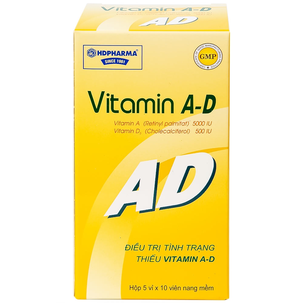 Hình ảnh Thuốc Vitamin A-D HDpharma điều trị tình trạng thiếu Vitamin A và D (5 vỉ x 10 viên)