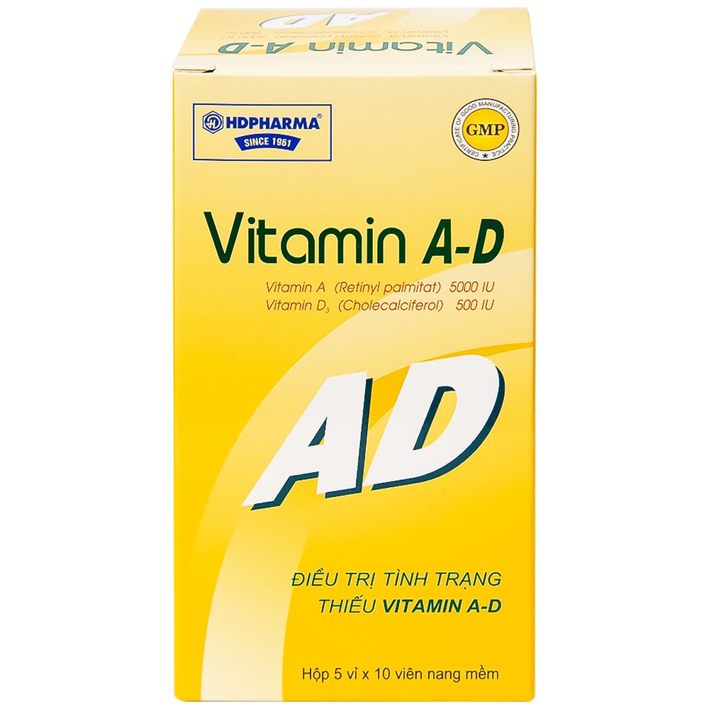 Hình ảnh Thuốc Vitamin A-D HDpharma điều trị tình trạng thiếu Vitamin A và D (5 vỉ x 10 viên)