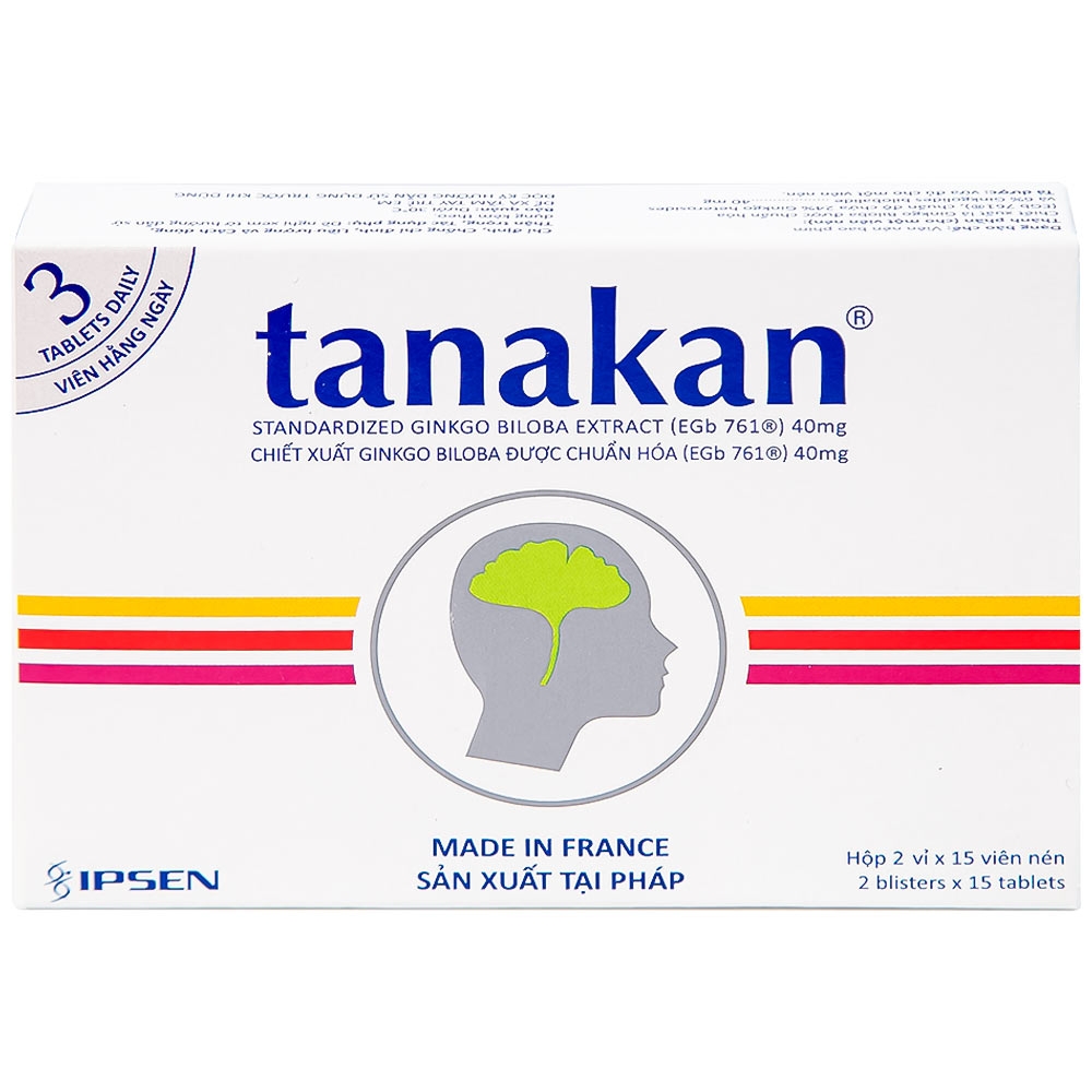 Hình ảnh Thuốc Tanakan Ipsen điều trị triệu chứng rối loạn nhận thức ở người lớn tuổi (2 vỉ x 15 viên)