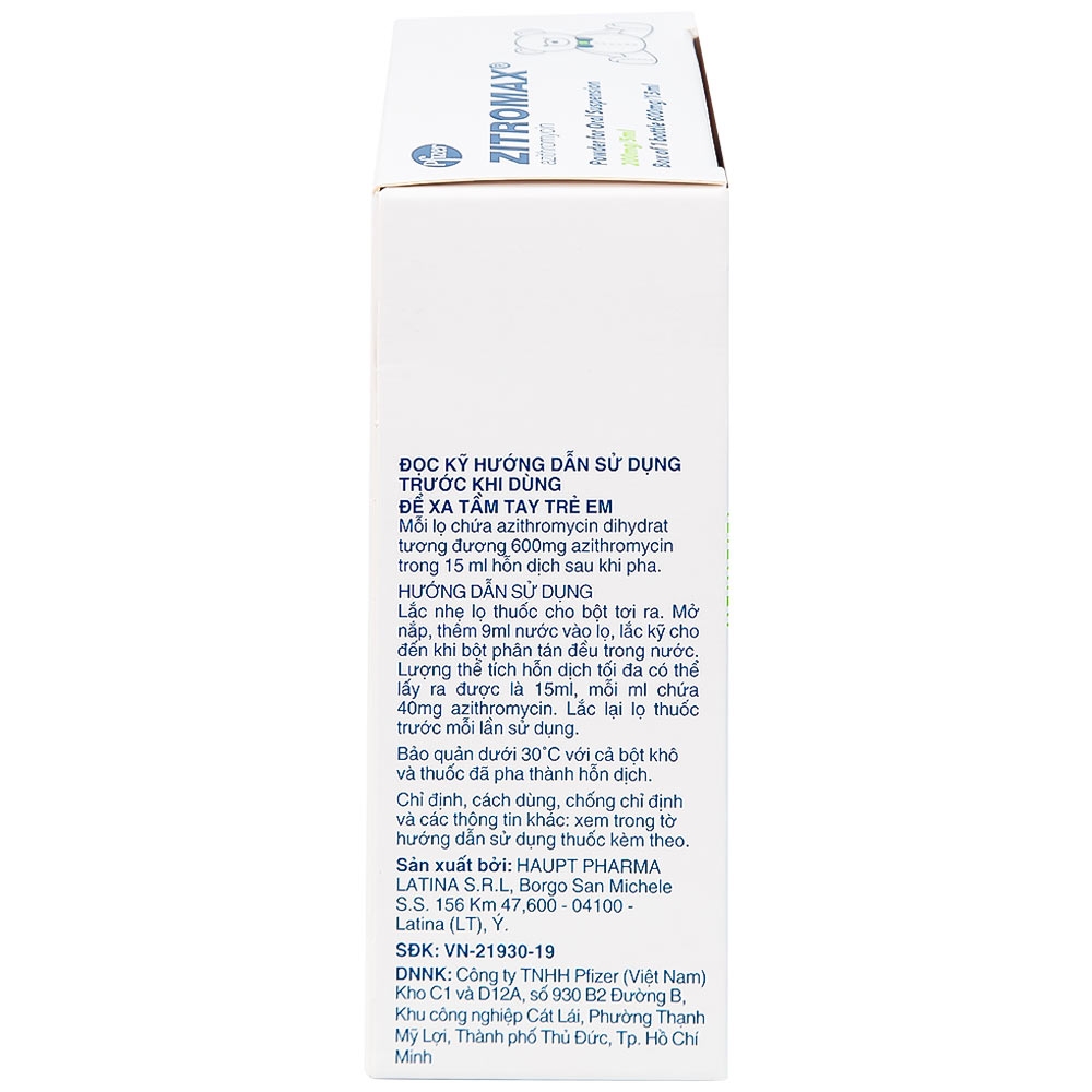 Hình ảnh Bột pha hỗn dịch uống Zitromax 200mg/5ml Pfizer điều trị các chứng nhiễm khuẩn (15ml)