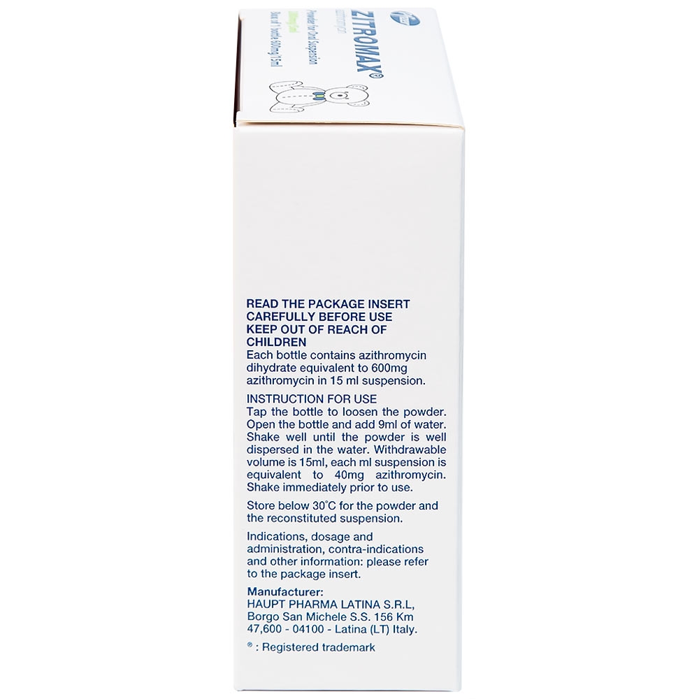Hình ảnh Bột pha hỗn dịch uống Zitromax 200mg/5ml Pfizer điều trị các chứng nhiễm khuẩn (15ml)