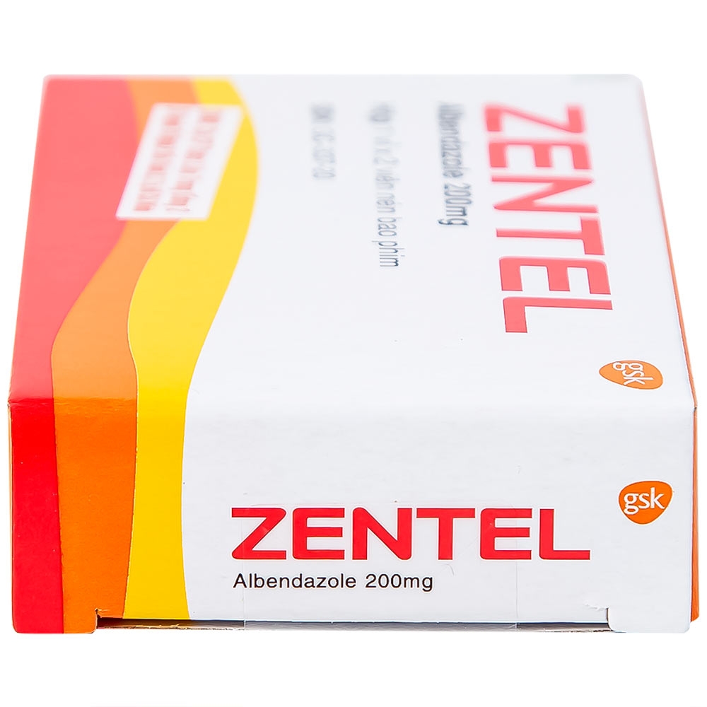 Hình ảnh Thuốc Zentel Albendazole 200mg GSK điều trị các loại giun đường ruột nhạy cảm (1 vỉ x 2 viên)
