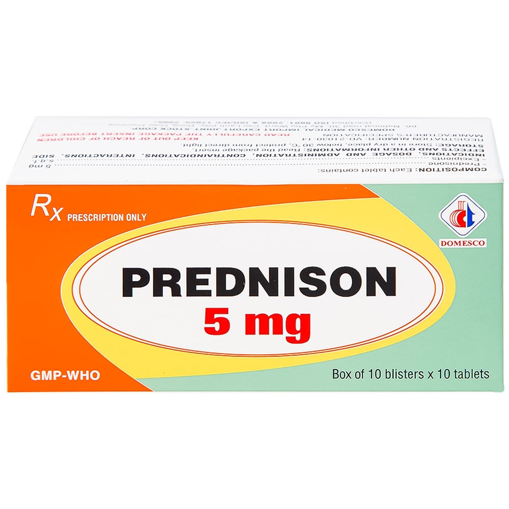 Hình ảnh Thuốc Prednison 5mg Domesco điều trị viêm khớp dạng thấp (10 vỉ x 10 viên)