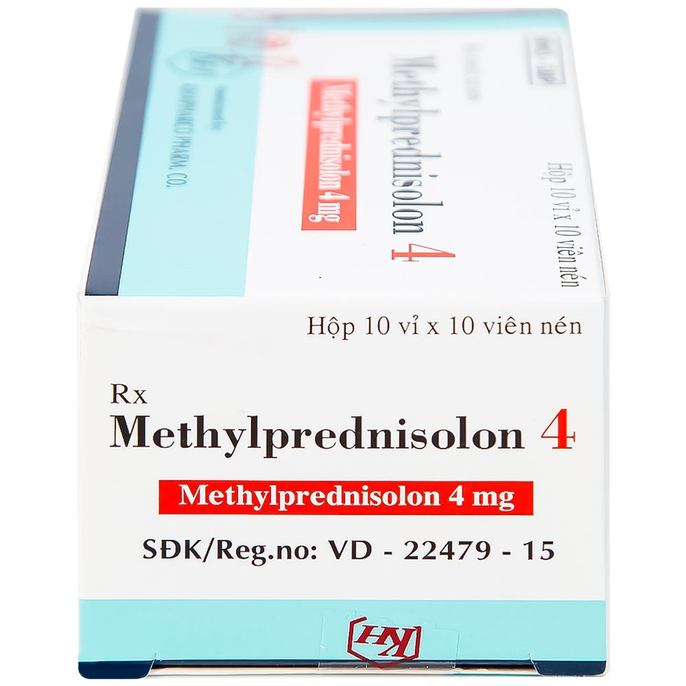 Hình ảnh Thuốc Methylprednisolon 4 Khapharco kháng viêm, điều trị viêm khớp dạng thấp, lupus ban đỏ hệ thống (10 vỉ x 10 viên)