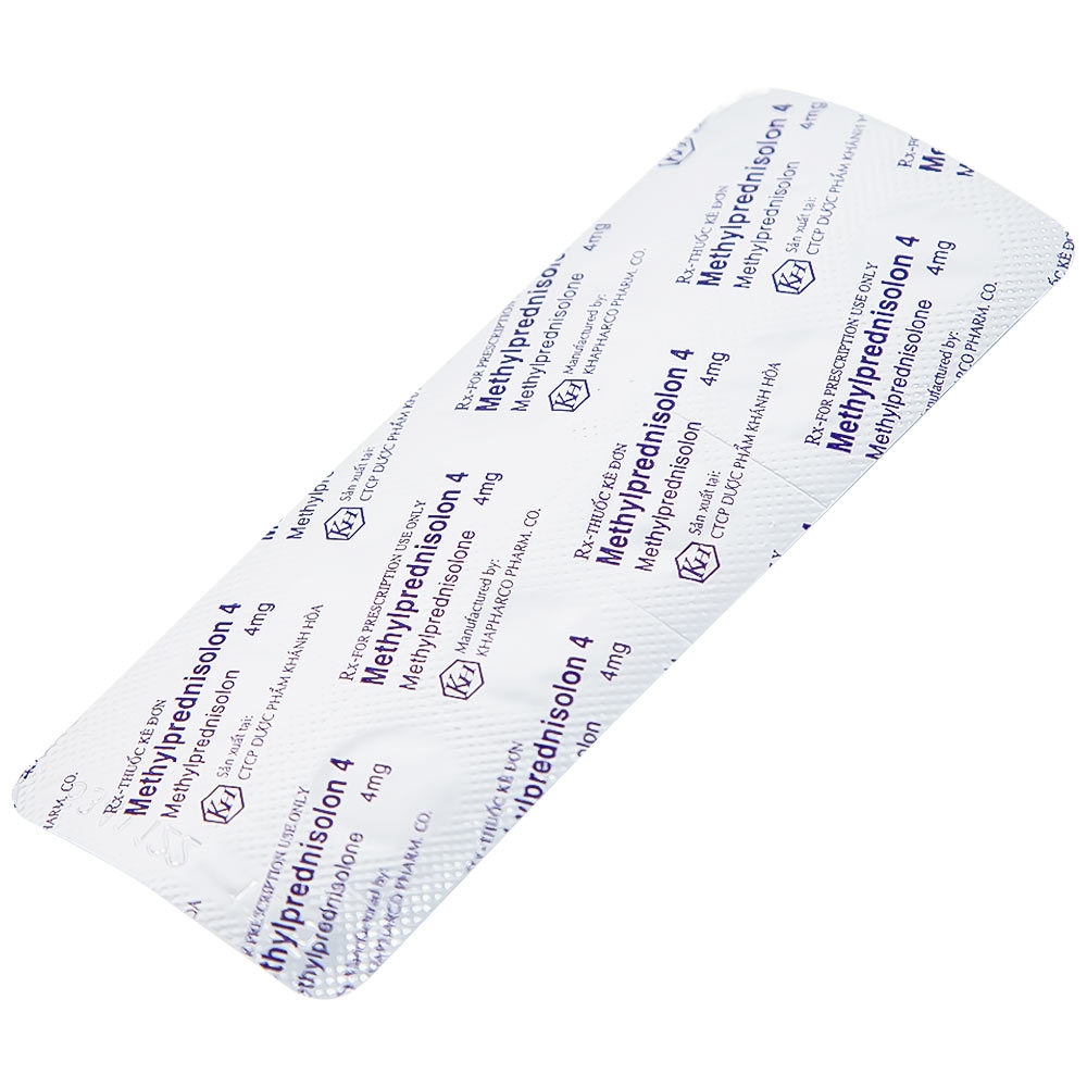 Hình ảnh Thuốc Methylprednisolon 4 Khapharco kháng viêm, điều trị viêm khớp dạng thấp, lupus ban đỏ hệ thống (10 vỉ x 10 viên)