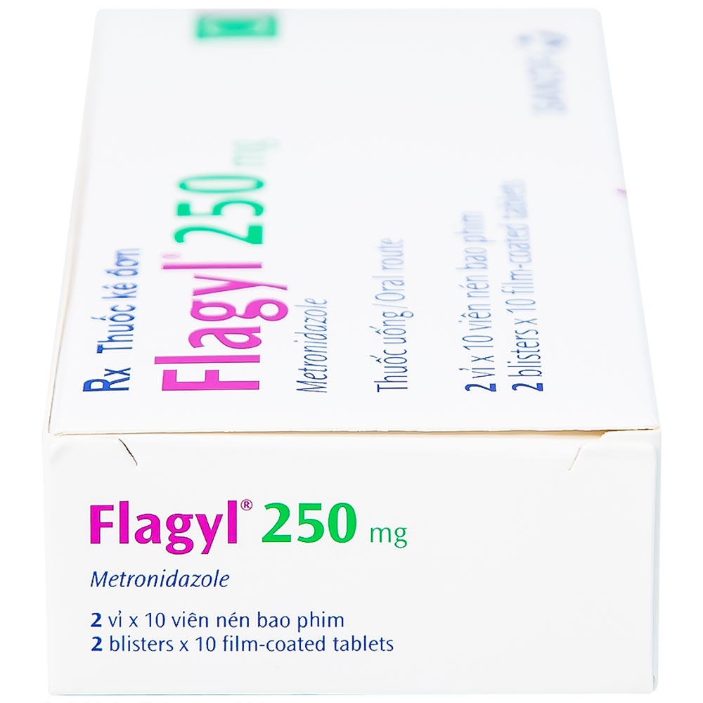 Hình ảnh Thuốc Flagyl 250mg Sanofi điều trị nhiễm khuẩn (2 vỉ x 10 viên)