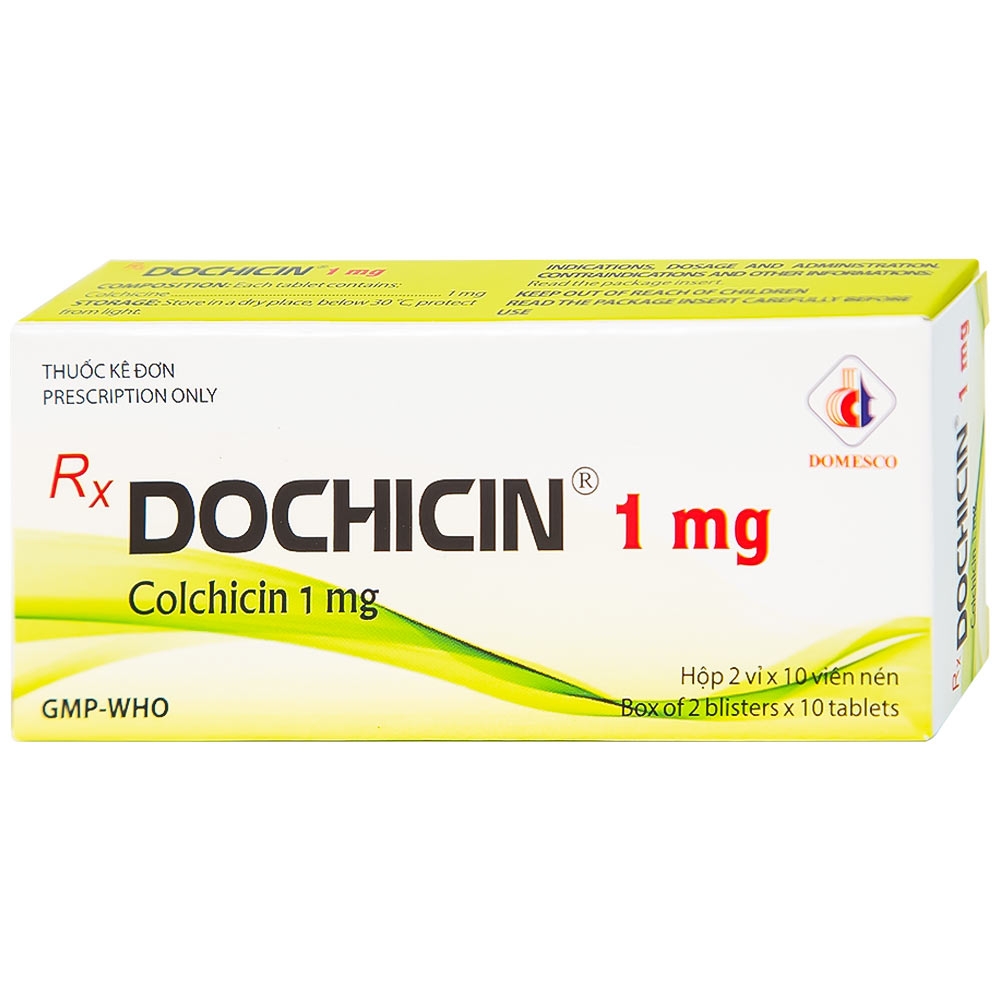 Hình ảnh Thuốc Dochicin 1mg Domesco điều trị bệnh gút cấp tính (20 viên)