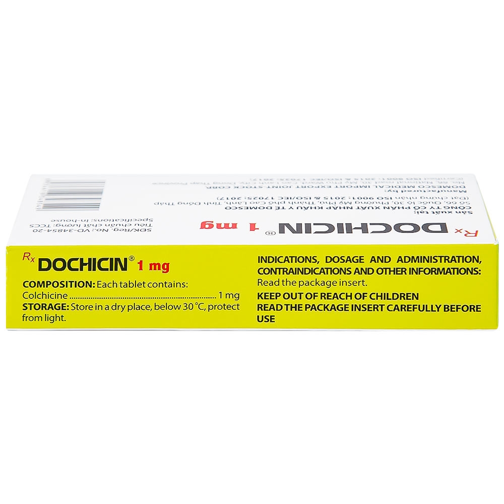 Hình ảnh Thuốc Dochicin 1mg Domesco điều trị bệnh gút cấp tính (20 viên)
