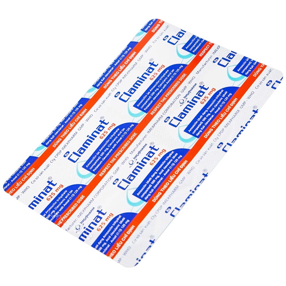 Hình ảnh Thuốc Claminat 625mg Imexpharm điều trị nhiễm trùng (2 vỉ x 7 viên)