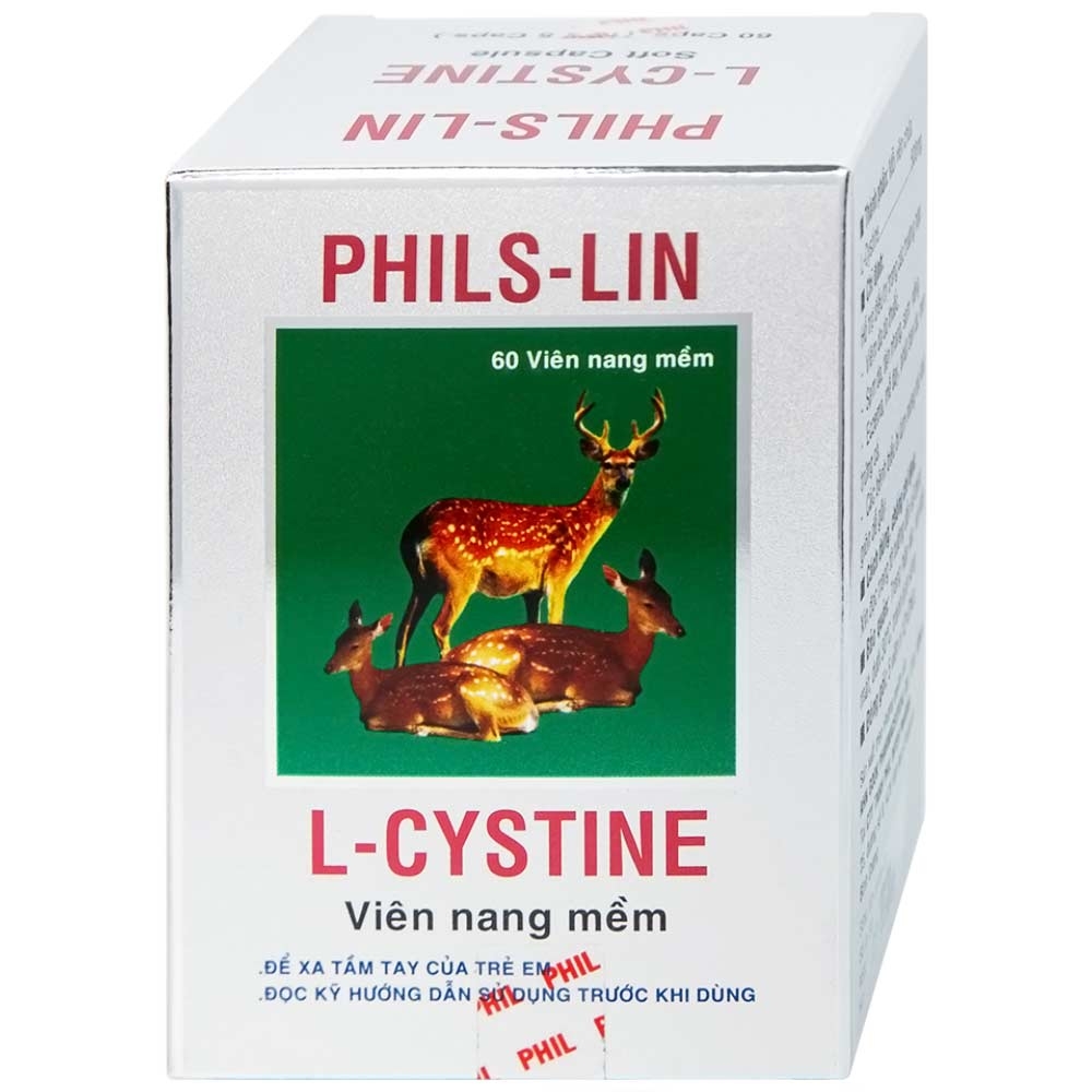 Hình ảnh Viên nang mềm L-Cystine 500mg Phils Lin hỗ trợ điều trị viêm da do thuốc, sạm da, tàn nhang (12 vỉ x 5 viên)