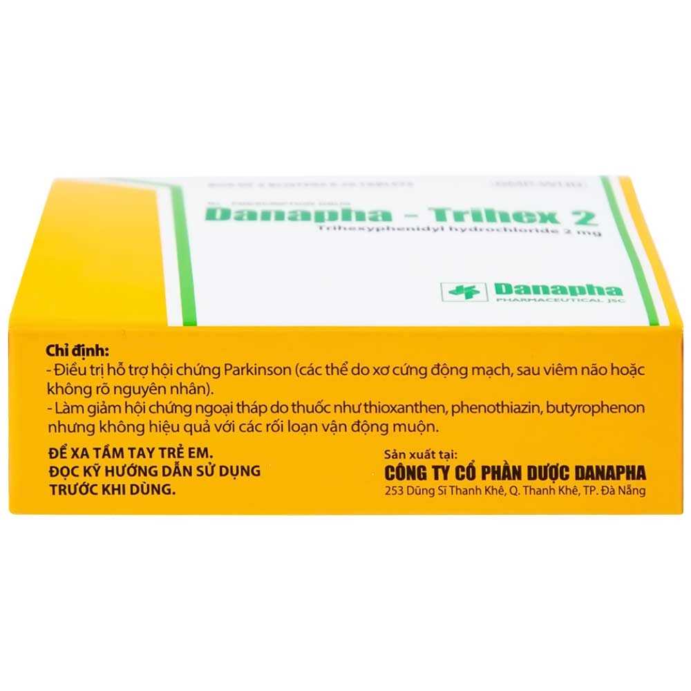 Hình ảnh Thuốc Danapha - Trihex 2 điều trị hỗ trợ hội chứng Parkinson, giảm hội chứng ngoại tháp (5 vỉ x 20 viên)