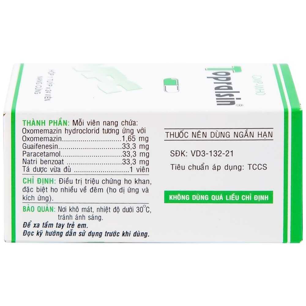 Hình ảnh Thuốc Topralsin Pharimexco điều trị triệu chứng ho khan (24 viên)