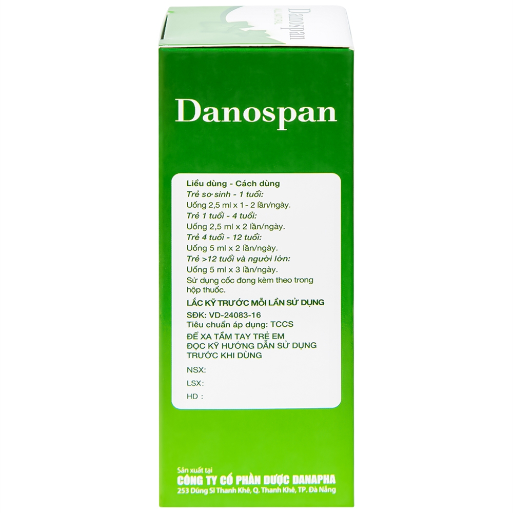 Hình ảnh Dung dịch Danospan Danapha điều trị viêm đường hô hấp cấp tính có kèm ho (100ml)