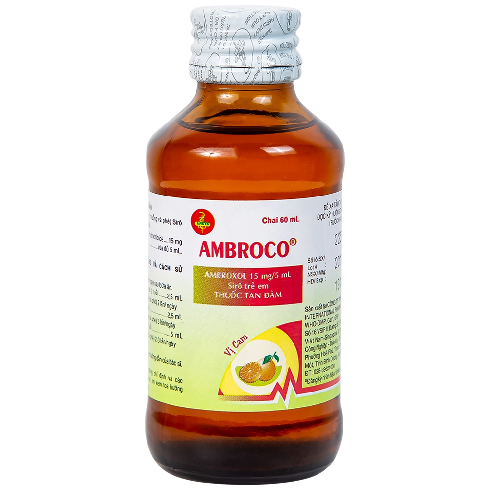 Hình ảnh Siro Ambroco United hỗ trợ tan đàm cho trẻ (60ml)