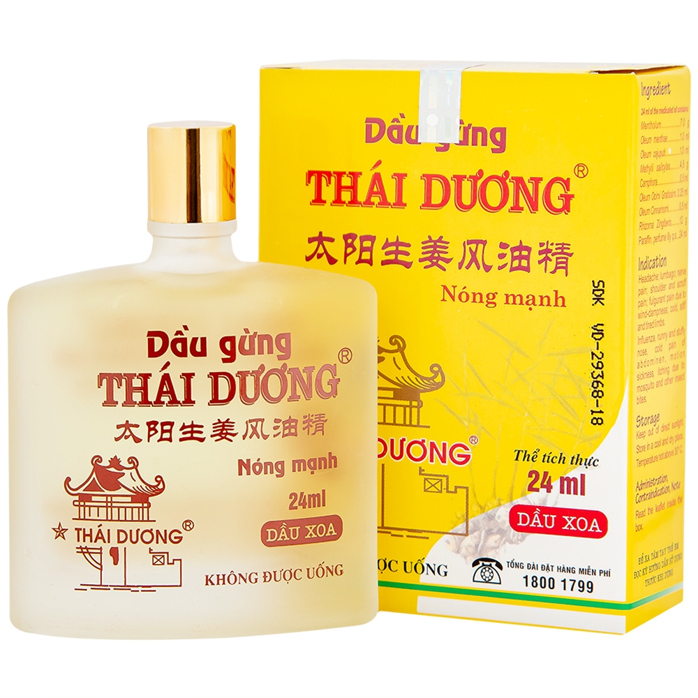 Hình ảnh Dầu gừng Thái Dương điều trị đau đầu, đau lưng, đau dây thần kinh vai gáy (24ml)