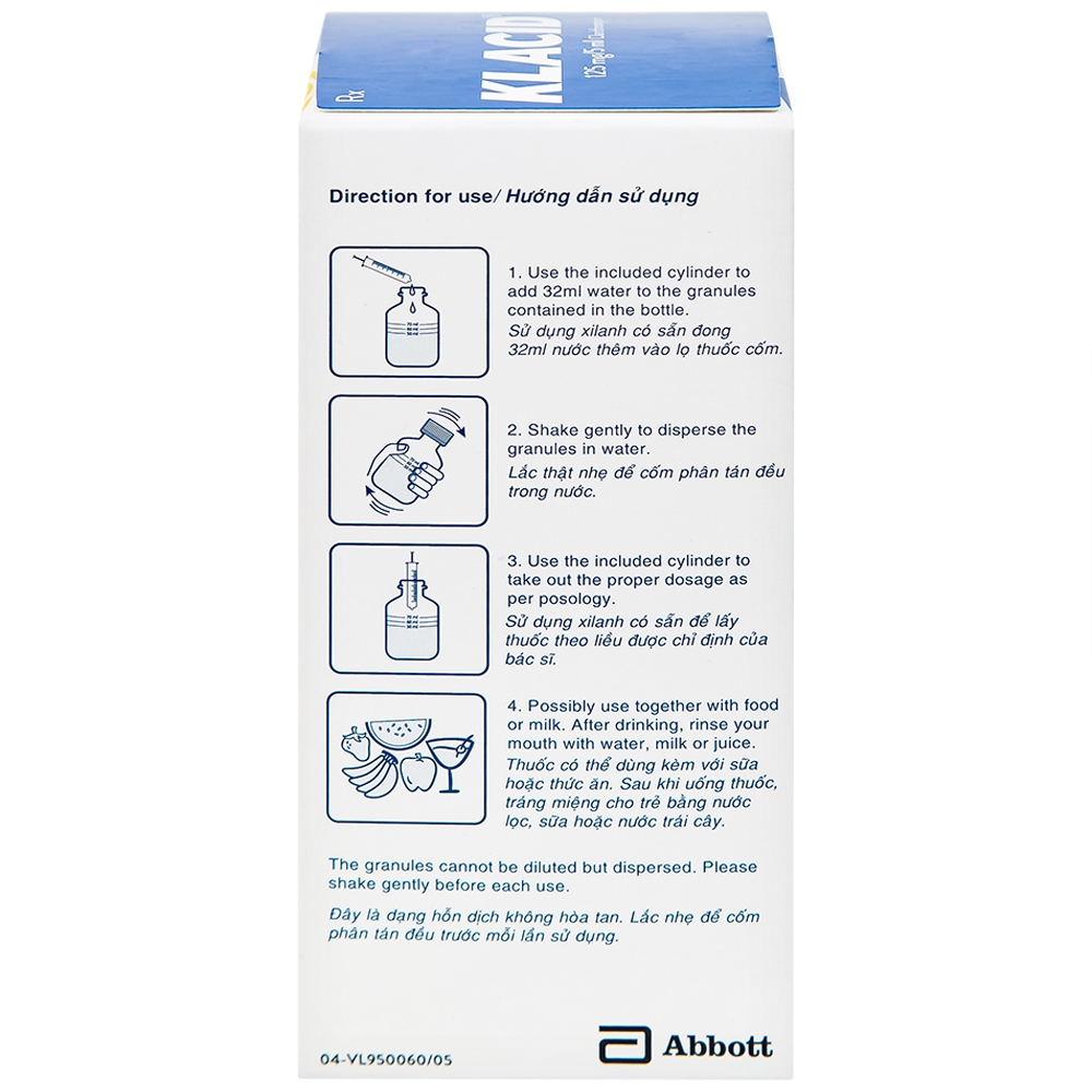Hình ảnh Cốm pha hỗn dịch uống Klacid 125mg/5ml điều trị nhiễm khuẩn đường hô hấp (60ml)