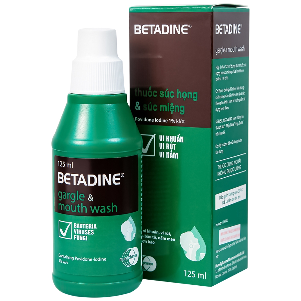Hình ảnh Thuốc súc họng, súc miệng Betadine Gargle and Mouthwash điều trị viêm và nhiễm khuẩn miệng, họng (125ml)