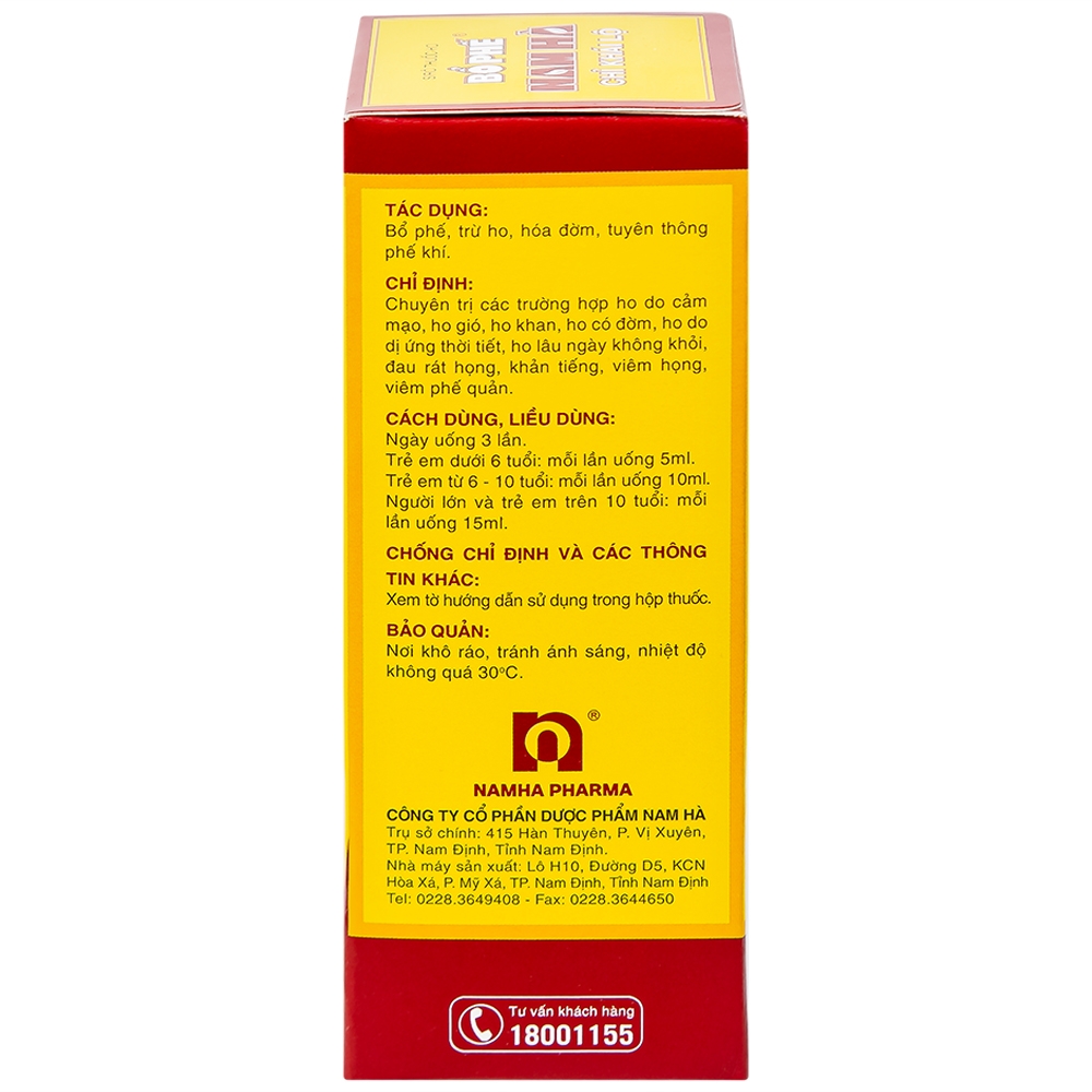 Hình ảnh Siro ho bổ phế Nam Hà Chỉ Khái Lộ điều trị ho cảm mạo, ho gió, ho khan (125ml)