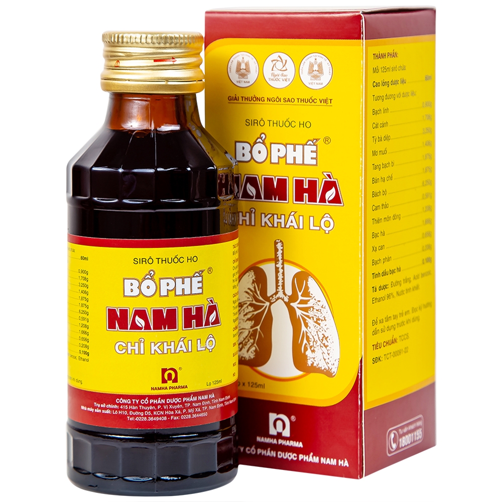 Hình ảnh Siro ho bổ phế Nam Hà Chỉ Khái Lộ điều trị ho cảm mạo, ho gió, ho khan (125ml)