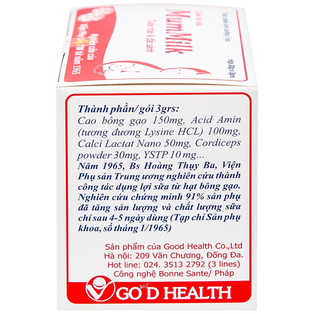 Hình ảnh Cốm lợi sữa Mum Milk GOD HEALTH tăng tiết sữa, tăng chất lượng sữa (20 gói x 3g)