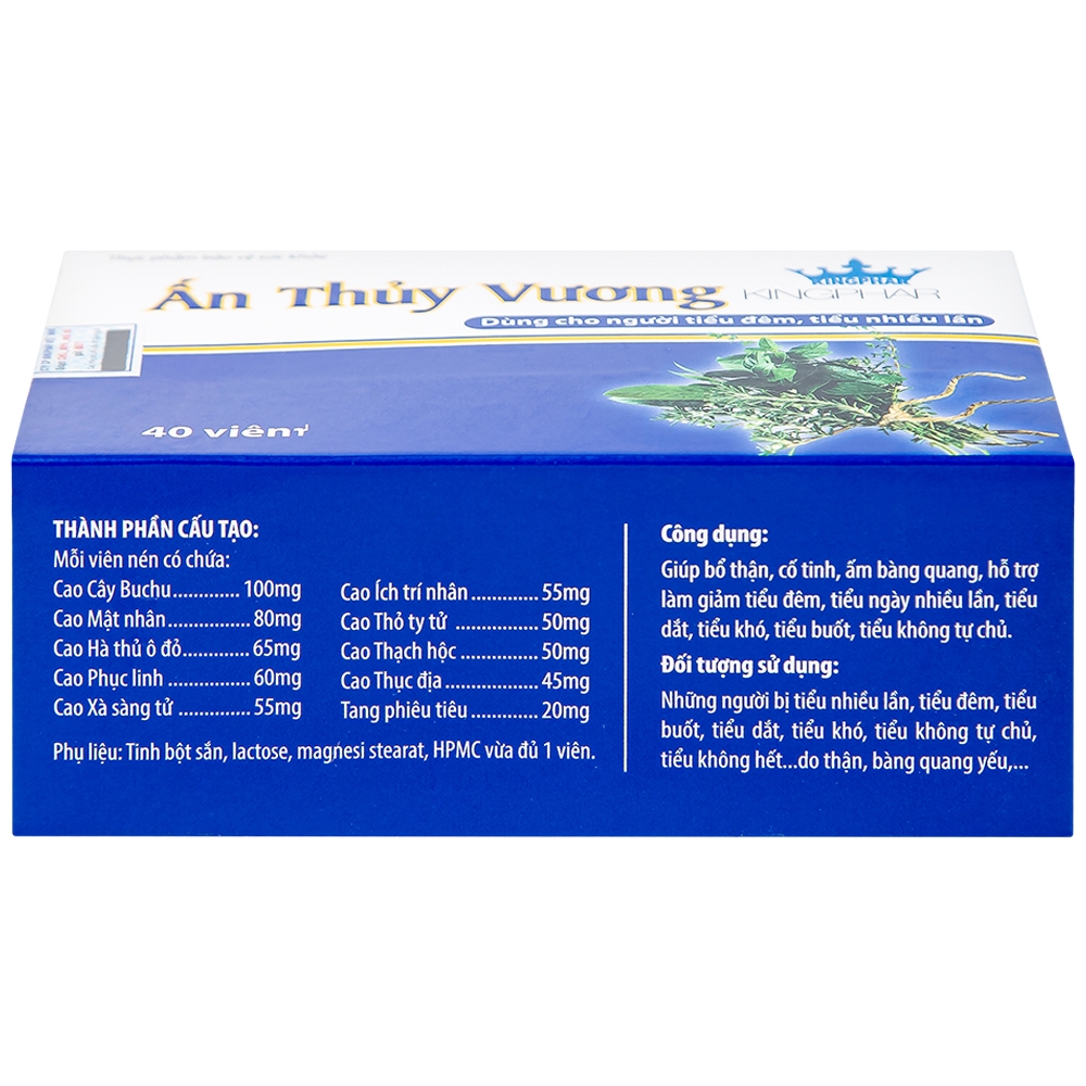 Hình ảnh Viên uống Ấn Thủy Vương Kingphar bổ thận, giảm tiêu đêm, tiểu ngày nhiều lần (4 vỉ x 10 viên)