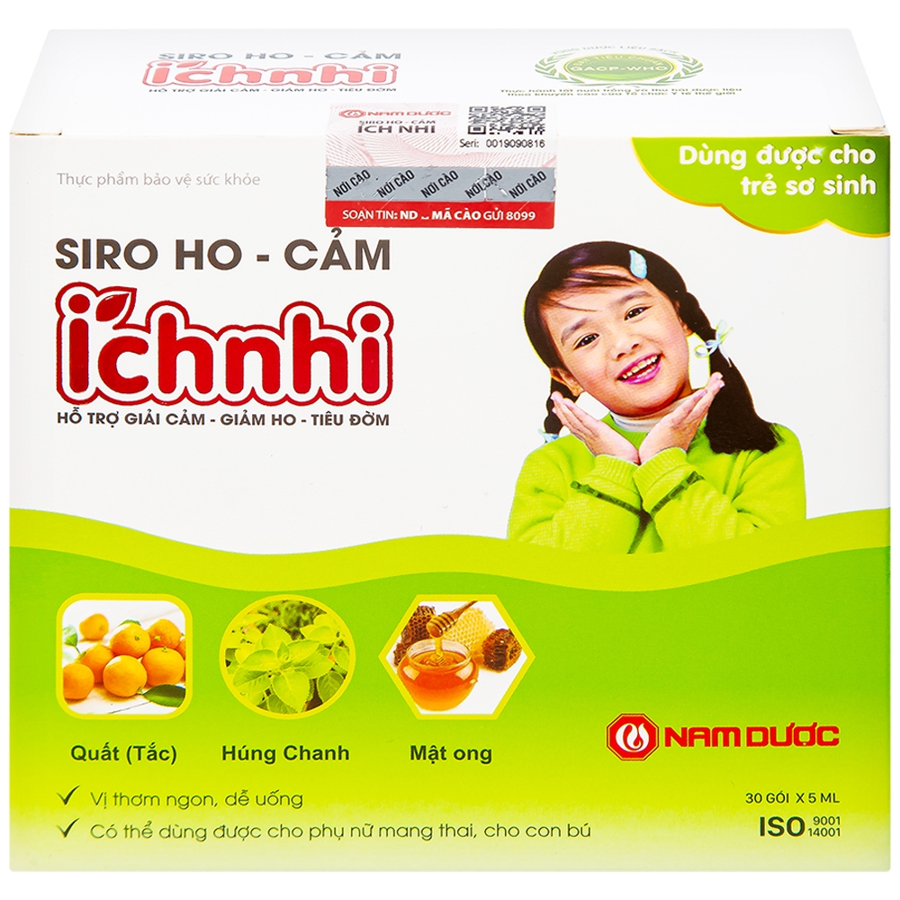 Hình ảnh Siro ho cảm Ích Nhi Nam Dược hỗ trợ giải cảm, giảm ho, tiêu đờm (30 gói x 5ml)