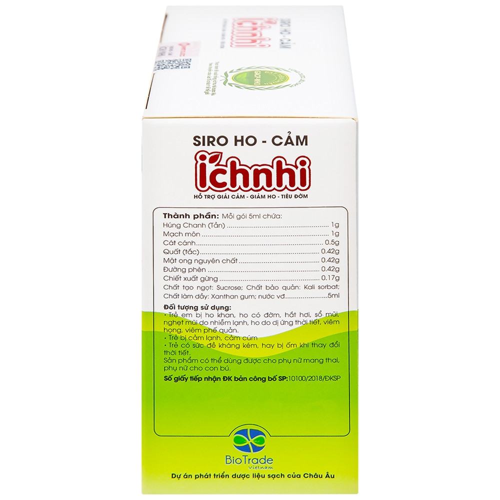 Hình ảnh Siro ho cảm Ích Nhi Nam Dược hỗ trợ giải cảm, giảm ho, tiêu đờm (30 gói x 5ml)
