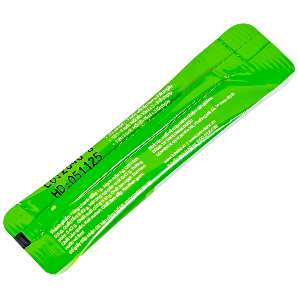 Hình ảnh Siro ho cảm Ích Nhi Nam Dược hỗ trợ giải cảm, giảm ho, tiêu đờm (30 gói x 5ml)