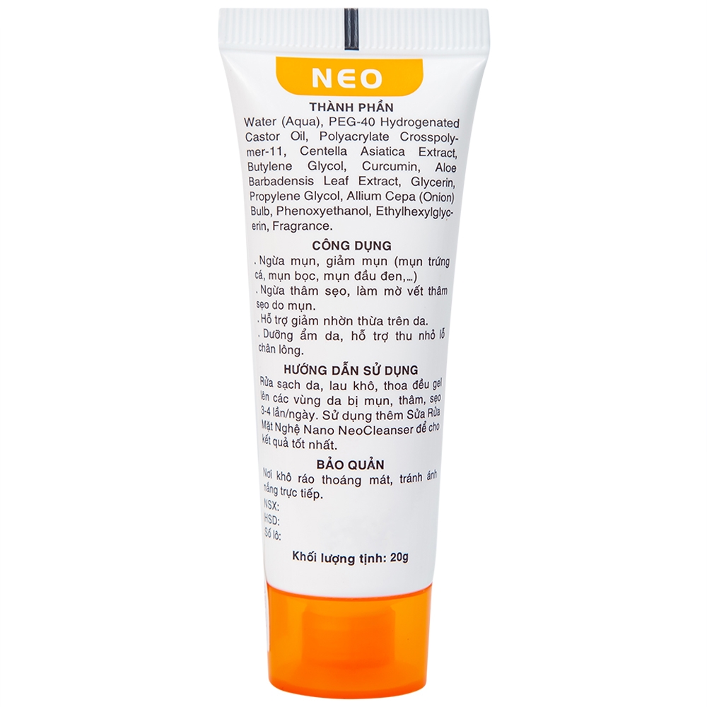 Hình ảnh Gel Nghệ Nano NeoCurma ngừa mụn, ngừa sẹo, mờ vết thâm (20g)