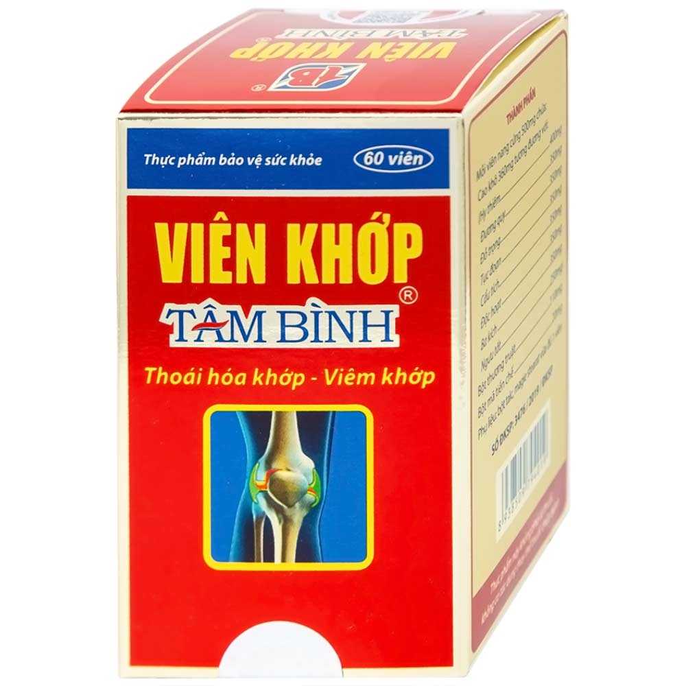 Hình ảnh Viên khớp Tâm Bình hỗ trợ giảm các triệu chứng của thoái hóa khớp, viêm khớp (60 viên)