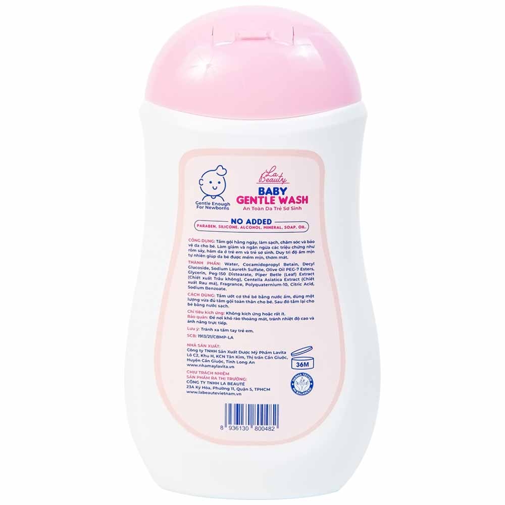 Hình ảnh Sữa tắm gội Baby Gentle Wash La Beauty giảm và ngăn ngừa rôm sảy, hăm da ở trẻ (250ml)