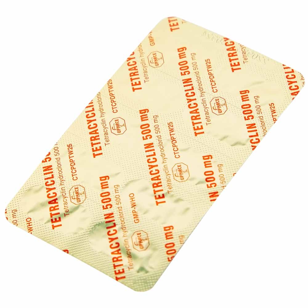 Hình ảnh Thuốc  Tetracyclin 500mg Uphace điều trị nhiễm khuẩn đường hô hấp (10 vỉ x 10 viên)