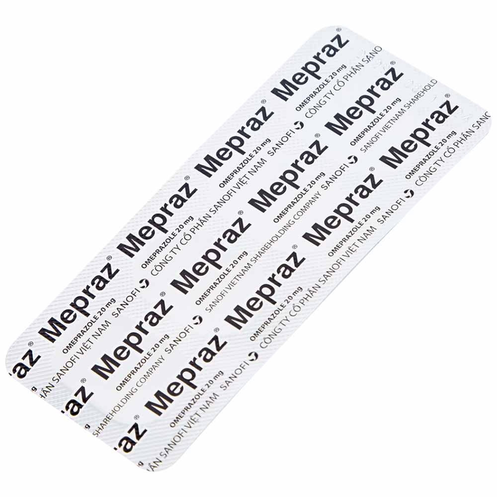 Hình ảnh Viên nang cứng Mepraz 20mg Sanofi điều trị loét dạ dày tá tràng, viêm thực quản trào ngược (7 vỉ x 4 viên)