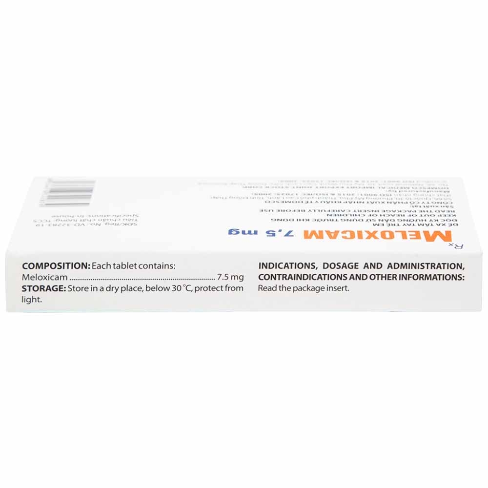 Hình ảnh Thuốc Meloxicam 7.5mg điều trị viêm xương khớp, viêm cột sống (2 vỉ x 10 viên)