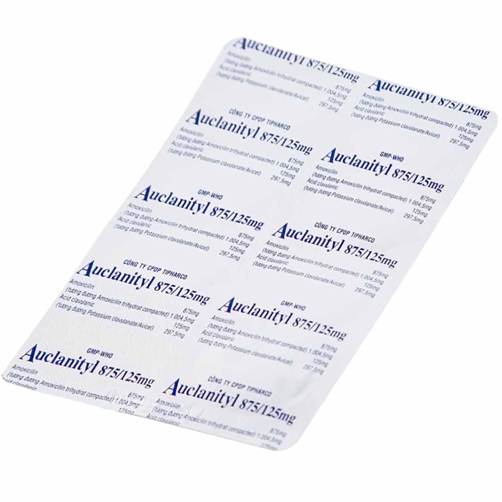 Hình ảnh Thuốc Auclanityl 875/125mg Tipharco điều trị nhiễm khuẩn (2 vỉ x 7 viên)
