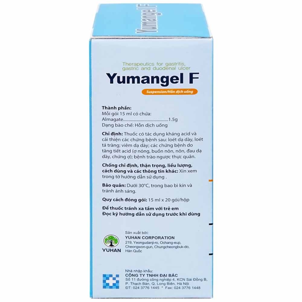 Hình ảnh Hỗn dịch uống Yumangel F Yuhan kháng acid và cả thiện loét dạ dày - tá tràng (20 gói x 15ml) 