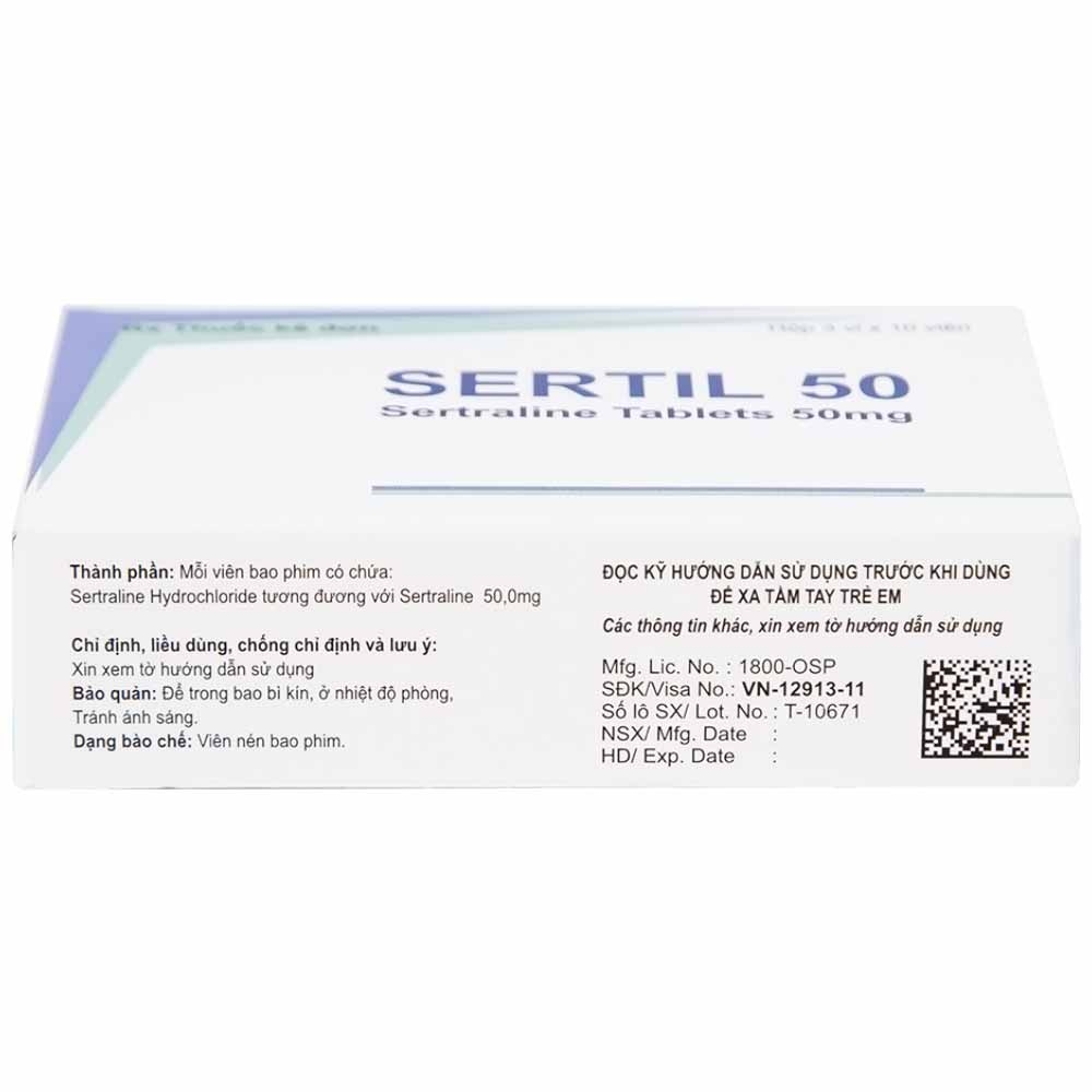 Hình ảnh Thuốc Sertil 50 Kwality Pharmaceutical điều trị bệnh trầm cảm, hội chứng hoảng sợ (3 vỉ x 10 viên)