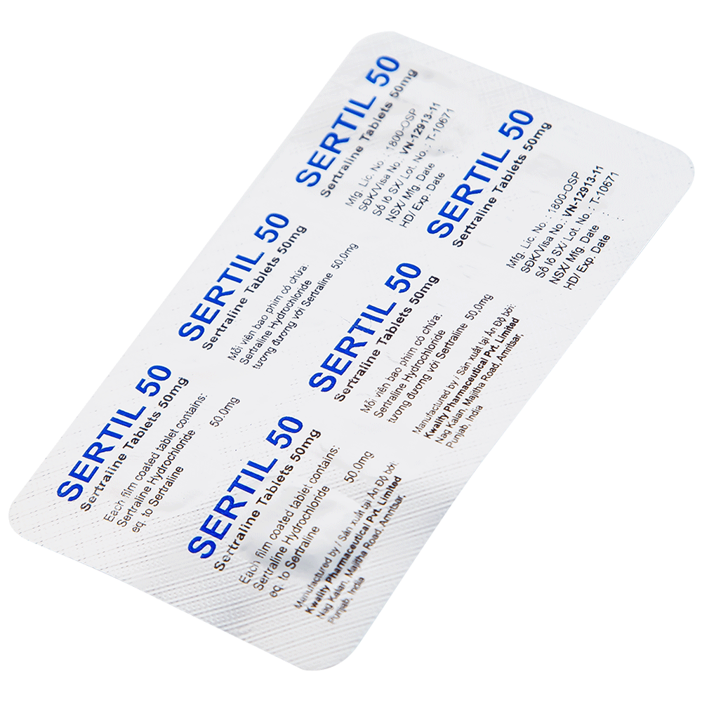 Hình ảnh Thuốc Sertil 50 Kwality Pharmaceutical điều trị bệnh trầm cảm, hội chứng hoảng sợ (3 vỉ x 10 viên)