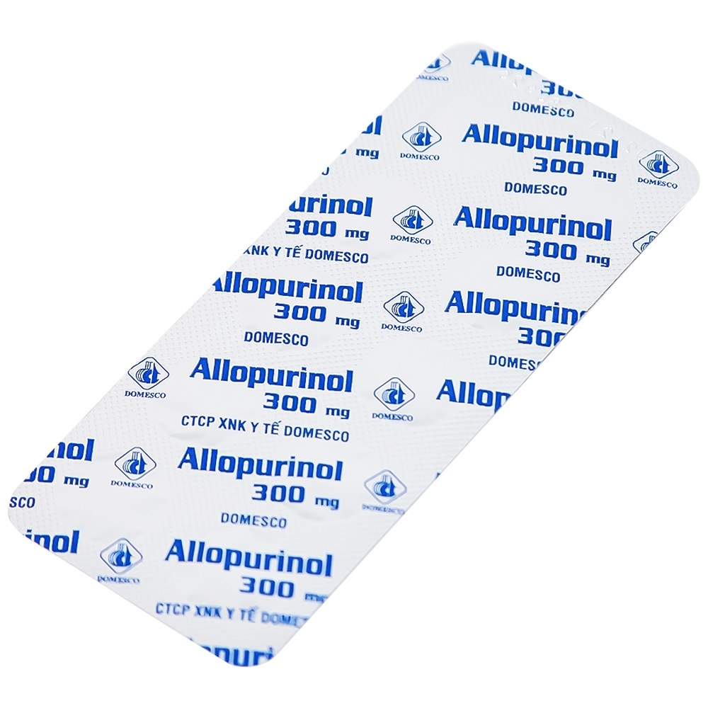 Hình ảnh Thuốc Allopurinol 300mg Domesco điều trị tăng acid uric máu, sỏi thận (2 vỉ x 10 viên)