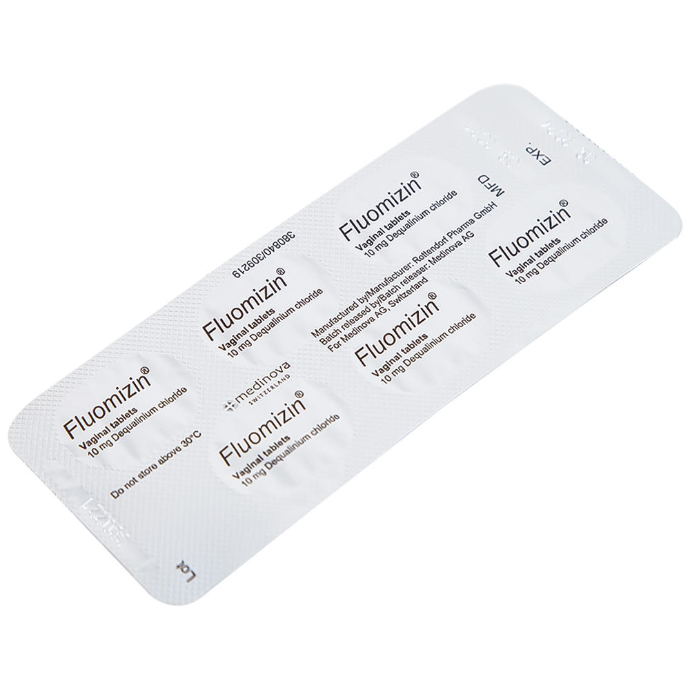 Hình ảnh Viên đặt âm đạo Fluomizin Medinova điều trị nhiễm nấm âm đạo, nhiễm khuẩn âm đạo (1 vỉ x 6 viên)