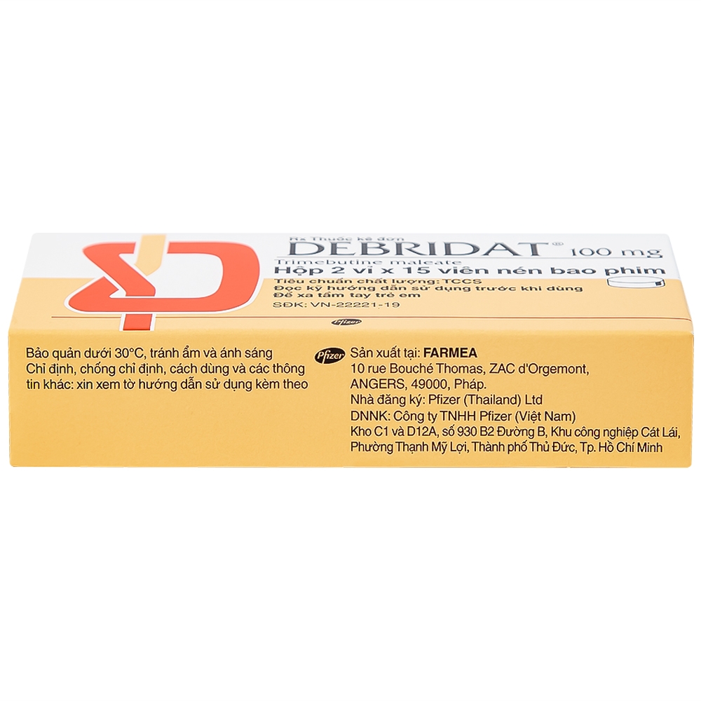Hình ảnh Thuốc Debridat 100mg Pfizer điều trị triệu chứng đau, rối loạn nhu động ruột và khó chịu đường ruột (30 viên)