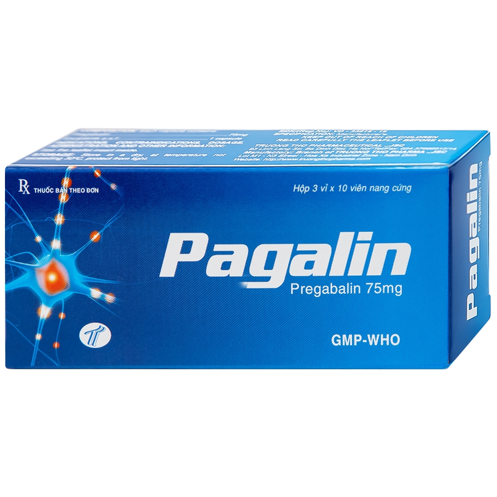 Hình ảnh Viên nang cứng Pagalin 75mg Trường Thọ điều trị đau thần kinh, động kinh (3 vỉ x 10 viên)