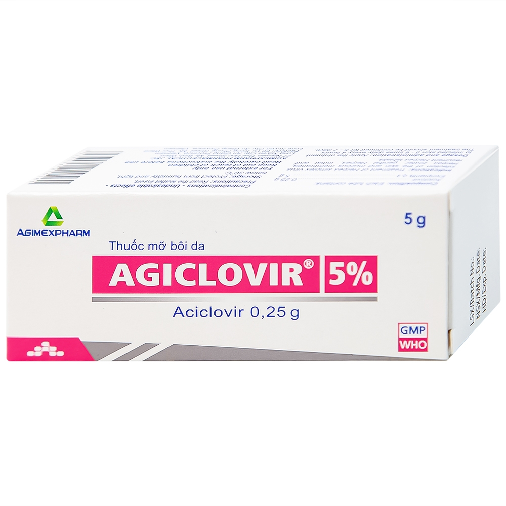 Hình ảnh Thuốc mỡ bôi da Agiclovir 5% Agimexpharm điều trị nhiễm Herpes simplex, Herpes zoster, Herpes sinh dục (5g)